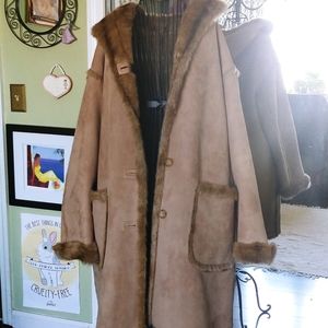 Polyester Fur and Suede Winter Coat